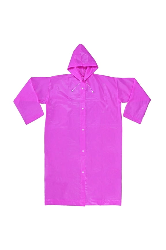 Unisex Adult Portable Raincoat Rain Poncho EVA Reusable with Hoods and Sleeves (Pink, 1)