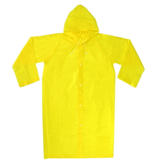 Unisex Adult Portable Raincoat Rain Poncho EVA Reusable with Hoods and Sleeves (Yellow, 1)