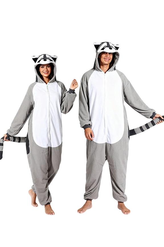 Unisex Adult Raccoon Onesie One Piece Adult Animal Christmas Costume Onesie Pajamas