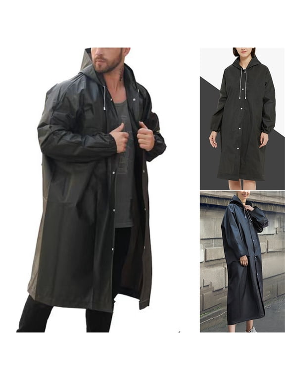 Unisex Adult Raincoat for Outdoor Travel and Fashion, Thick Transparent EVC Material for Heavy Rain Protection, Hooded Jacket with Packable Design for Commuting and Events