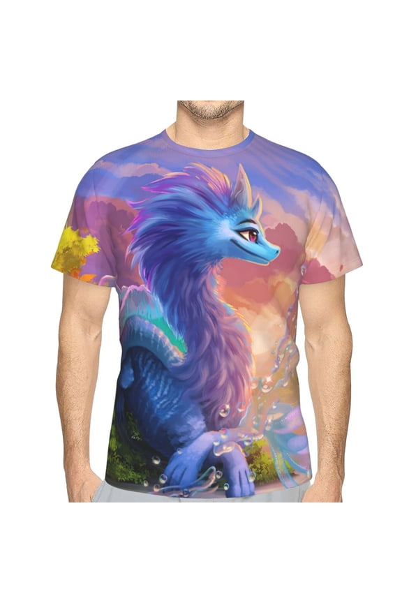 Unisex Adult Ra-ya Last Dragon T-Shirts, 3D Graphic Novelty Shirts Crewneck Short Sleeve Tees for Men Women