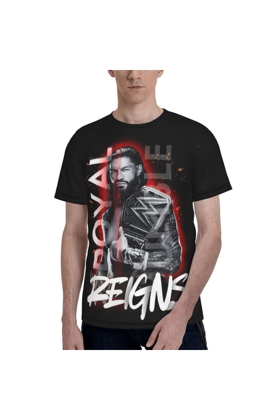 Unisex Adult Roman Wres-Tler Reign Graphic Tee Shirts Funny Cartoon 3D Print Short Sleeve T Shirts for Mens Womens