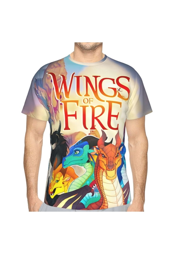 Unisex Adult Wings Dragon Fire T-Shirts, 3D Graphic Novelty Shirts Crewneck Short Sleeve Tees for Men Women