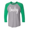 thumbnail image 1 of Unisex Adult St. Patrick's Day Lucky Raglan Short Sleeve T-shirt-Kelly Green/Premium Heather-xl, 1 of 4