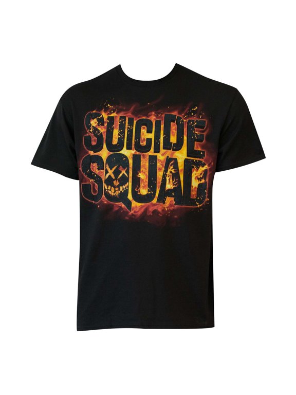 Unisex Adult Suicide Squad Flames Logo - Black Short Sleeve T-Shirt