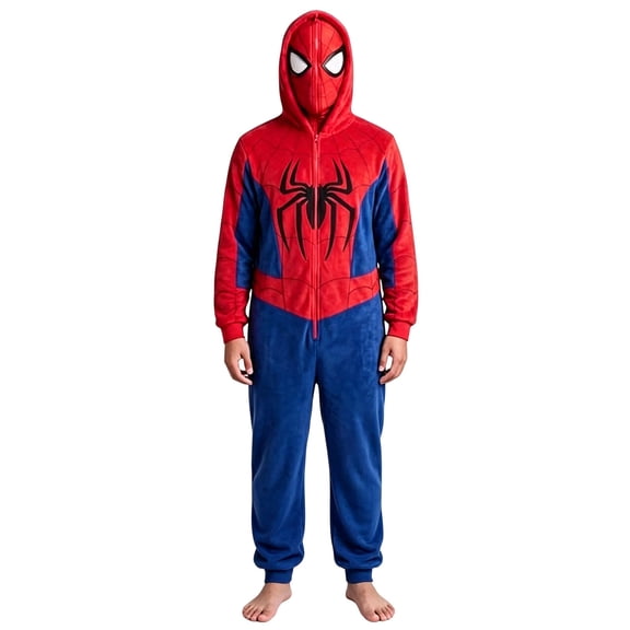 Unisex Adult Superhero Onesie Pajama Soft Flannel Hooded Jumpsuit Matching Couples Sleepwear Comic Hero Cosplay Costume