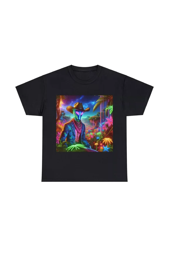 Unisex Adult T Shirt Alien Cowboy Neon Jungle Psychedelic Rave Streetwear Weird
