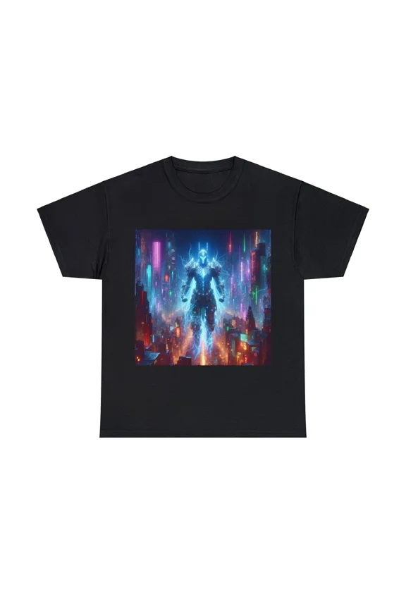 Unisex Adult T-Shirt Cyber Warrior Cityscape Sci-Fi Ninja Futuristic Streetwear