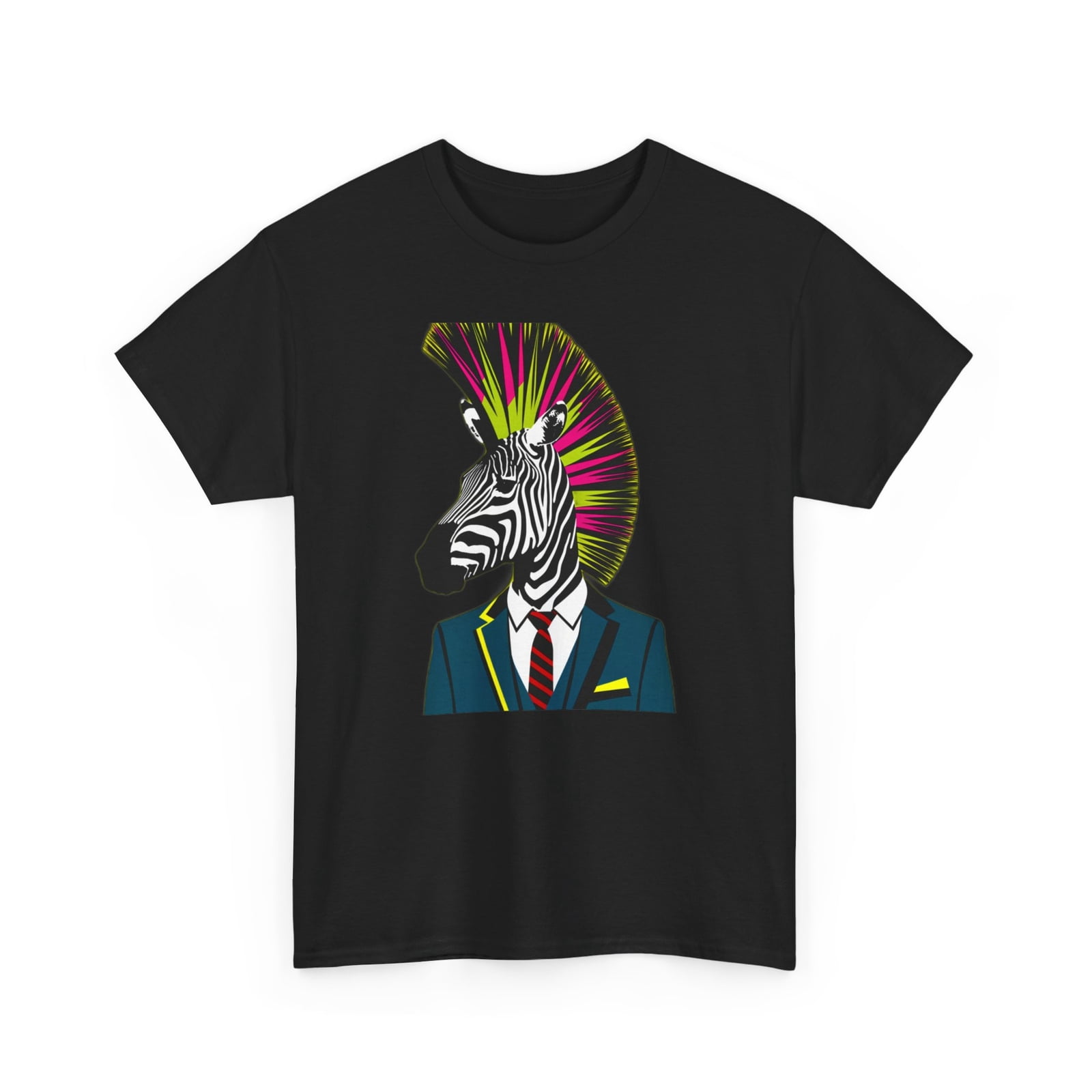 Interesting Suits Unisex Adult T Shirt Pop Art Zebra Punk Wearing Suit Fun Animal Zoo ...