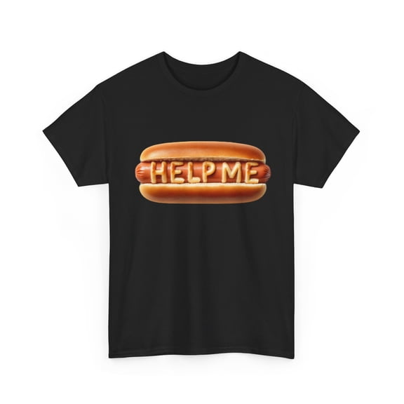 Unisex Adult T Shirt Weird Obscure Sticker Help Me Hotdog Gag Gift Funny Tee