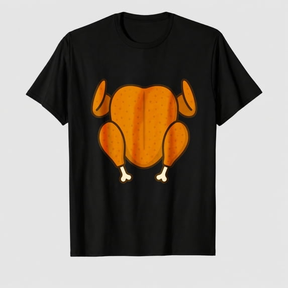 Unisex Adult Thanksgiving Roasted Turkey Graphic T-Shirt, Funny Holiday Short Sleeve Shirt