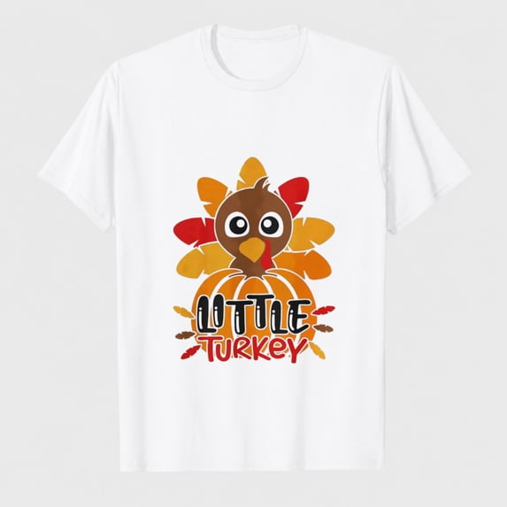 Unisex Adult Thanksgiving Turkey Graphic T-Shirt, Cute Fall Holiday Short Sleeve Shirt