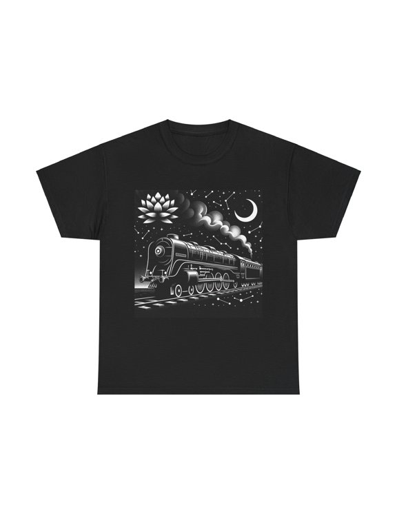 Unisex Adult Train T Shirt Starlit Orient Express Art Deco Illustration Retro