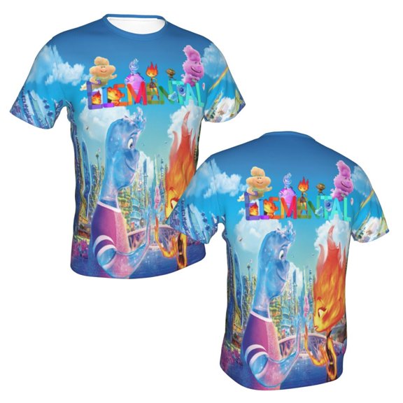 Unisex Adult Water Fire Elementa T-Shirts, 3D Graphic Novelty Shirts Crewneck Short Sleeve Tees for Men Women