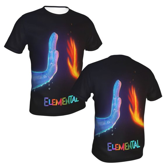 Unisex Adult Water Fire Elementa T-Shirts, 3D Graphic Novelty Shirts Crewneck Short Sleeve Tees for Men Women