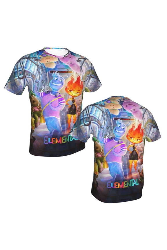 Unisex Adult Water Fire Elementa T-Shirts, 3D Graphic Novelty Shirts Crewneck Short Sleeve Tees for Men Women