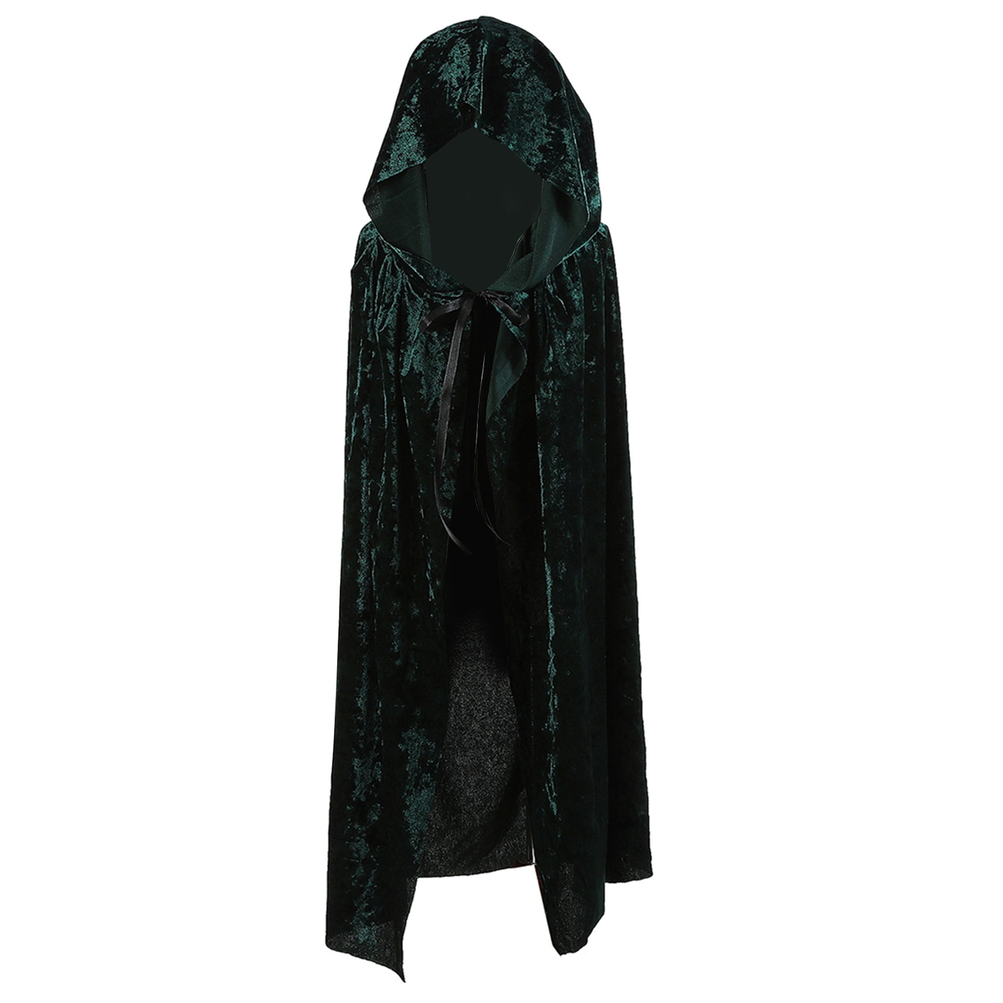Unisex Adult and Kid Hooded Velvet Cloak Full Length Halloween Cape for Wizard Christmas Party