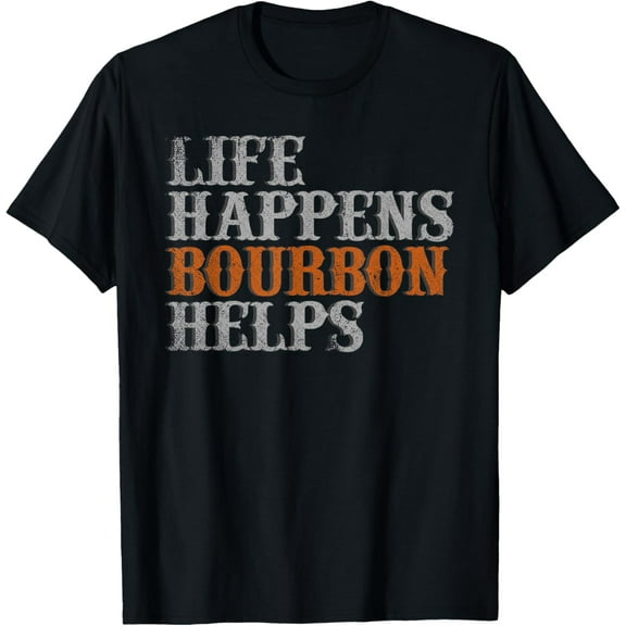 Unisex-Adults Black T-Shirt Small Modern Humorous Life Casual Bourbon-Themed T-Shirt100%cotton