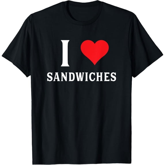 Unisex-Adults Kids Funny I Love Sandwiches Heart Graphic T-Shirt