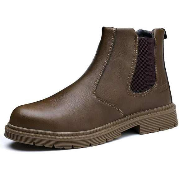 Unisex-Adults Steel Toe Chelsea Boots, Men's Industrial Construction Shoes, Waterproof, Lightweight, Comfortable, Non-slip Safety Boots
