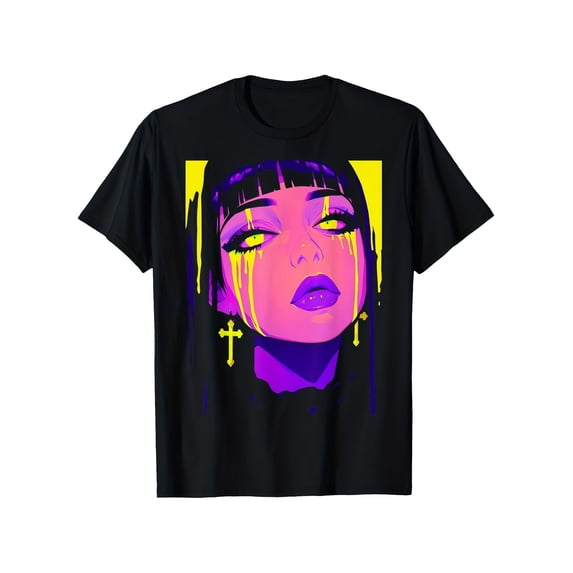 Unisex Aesthetic Neon Anime Girl Graphic T-Shirt