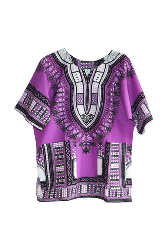 Unisex African Dashiki T Shirt, Tribal Short Sleeve Bright Colour Classical Comfortable Large Blend Festival Shirts Tops ,