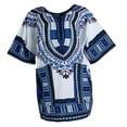thumbnail image 1 of Unisex African Embroidery Prints Dress Cotton Dashiki Shirt Hippie Blue, as described, 1 of 10