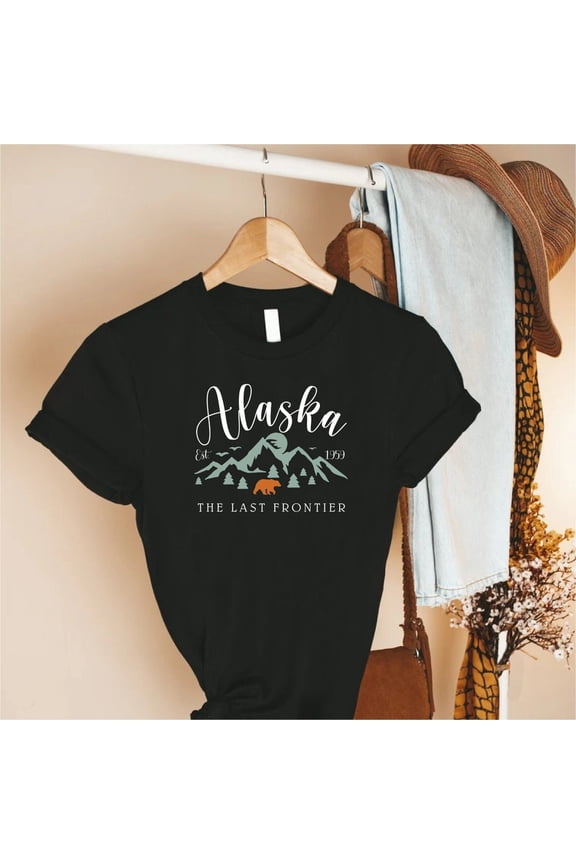 Unisex Alaska The Last Frontier Mountains T-Shirt Cotton Graphic Tee-All Size S-5Xl