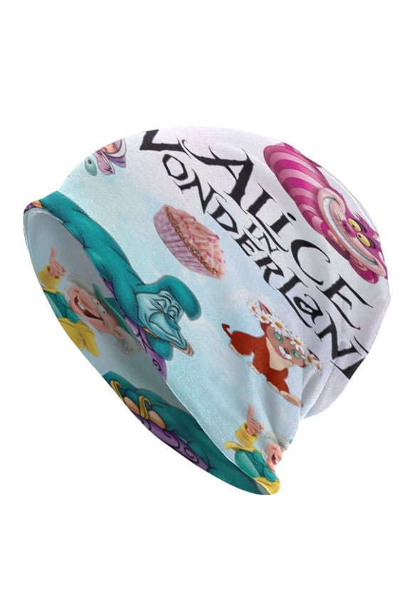 Unisex Alice in Wonden-Lan Knitted Hat Warm Slouchy Knit Hat Headwear Skull Hat for Men Women