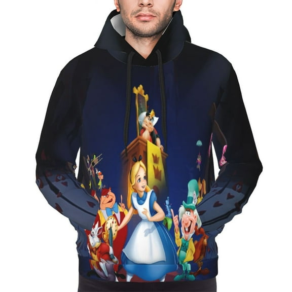 Unisex Alice in Wonden-Lan Pullover Hoodies 3D Print Novelty Sweatshirts Hoodie with Pocket for Men Women