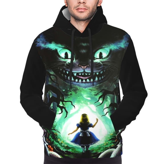 Unisex Alice in Wonden-Lan Pullover Hoodies 3D Print Novelty Sweatshirts Hoodie with Pocket for Men Women