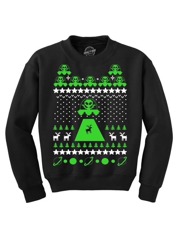 Unisex Alien Abduction Ugly Christmas Sweater Crew Neck Sweatshirt