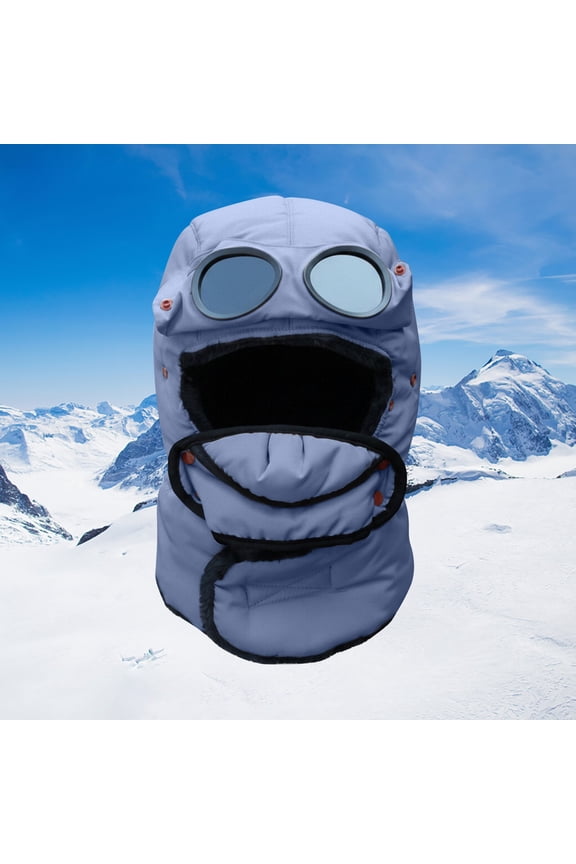 Unisex All-in-One Winter Face Mask Balaclava, Fleece Lined Windproof Neck Warmer Hood for Skiing Cycling Running Motorcycle and Extreme Cold Weather Protection - Grey