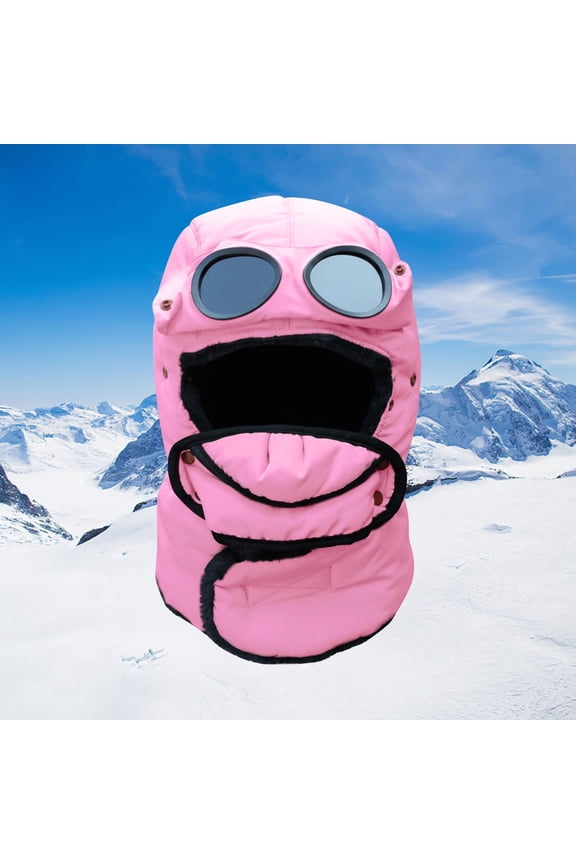 Unisex All-in-One Winter Face Mask Balaclava, Fleece Lined Windproof Neck Warmer Hood for Skiing Cycling Running Motorcycle and Extreme Cold Weather Protection - Pink
