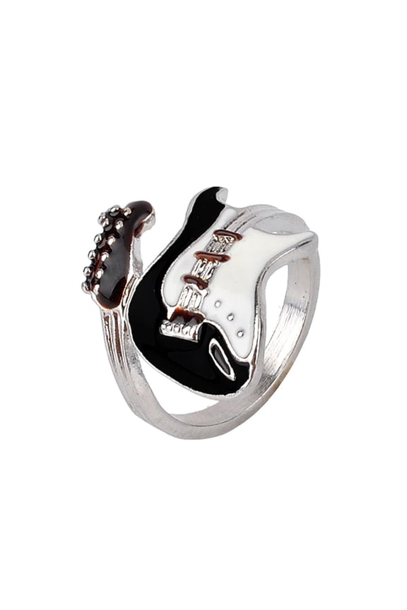 Unisex Alloy Guitar Drip Ring: European and American Style, Baking Varnish Finish Ring for Music Lovers, Fashion Jewelry Accessory