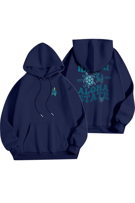 Unisex Aloha State Hawaii Hoodie Sweatshirt, Casual Pullover with Graphic Print, Comfortable and Stylish