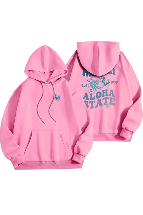 Unisex Aloha State Hawaii Hoodie Sweatshirt, Casual Pullover with Graphic Print, Comfortable and Stylish