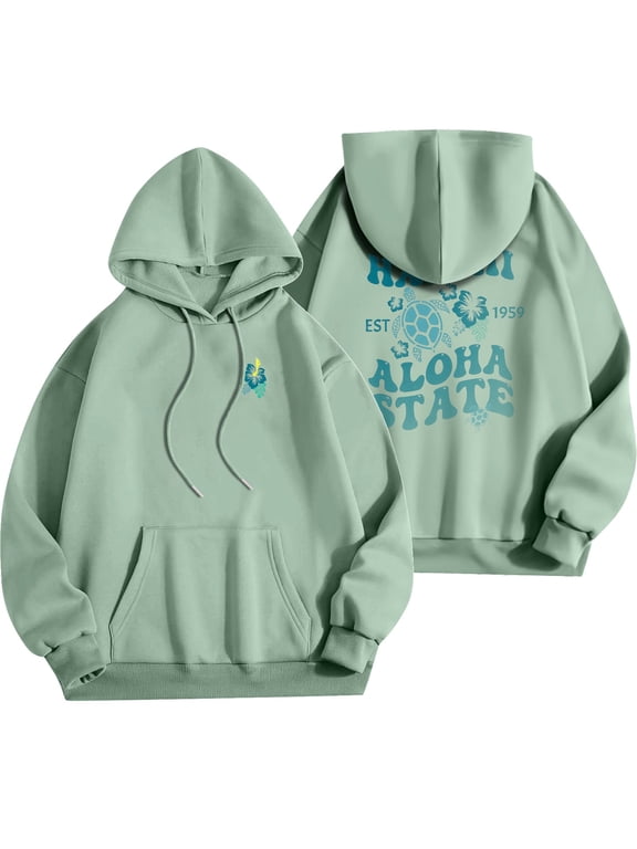 Unisex Aloha State Hawaii Hoodie Sweatshirt, Casual Pullover with Graphic Print, Comfortable and Stylish