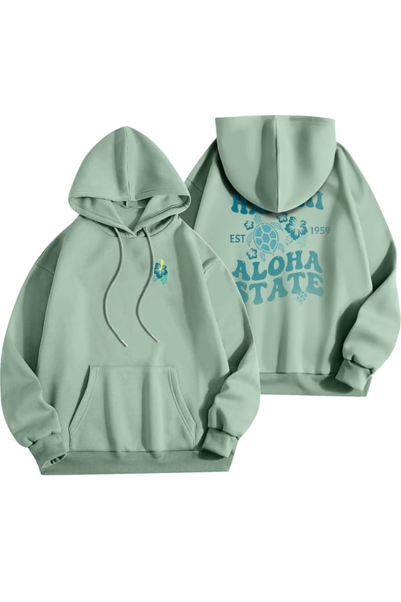 Unisex Aloha State Hawaii Hoodie Sweatshirt, Casual Pullover with Graphic Print, Comfortable and Stylish