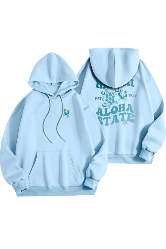 Unisex Aloha State Hawaii Hoodie Sweatshirt, Casual Pullover with Graphic Print, Comfortable and Stylish