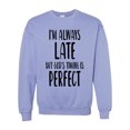 thumbnail image 1 of Unisex Always Late But God's Timing Is Perfect Crew Sweatshirt-Violet-4xl, 1 of 1