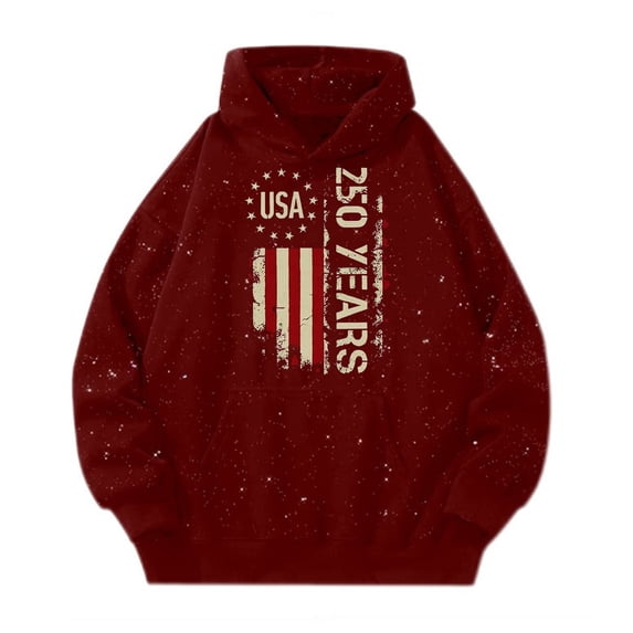 Unisex America 250th Anniversary Hoodie USA Patriotic Hoodies 250 Anniversary USA Shirt Waffle American Flag Pullover 1776-2026 Sweatshirt Hooded(#03Red,M)