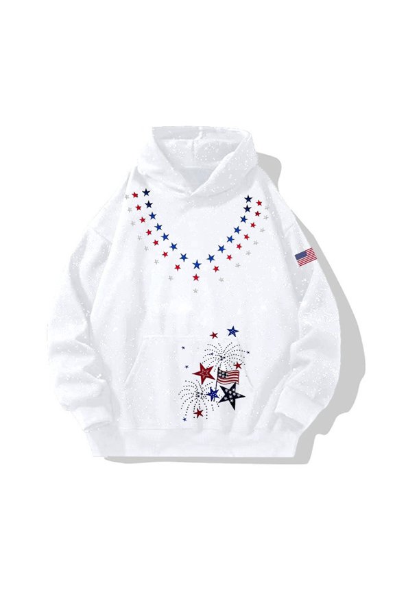 Unisex America 250th Anniversary Hoodie USA Patriotic Hoodies 250 Anniversary USA Shirt Waffle American Flag Pullover 1776-2026 Sweatshirt Hooded(#04White,L)