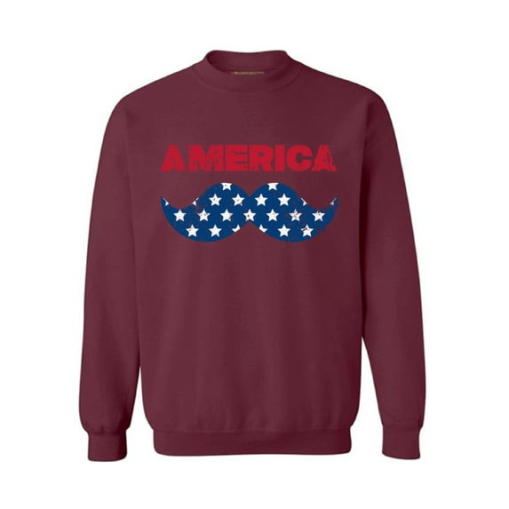 Unisex America Patriotic Mustache Graphic Sweatshirt Tops USA Independence Day 4th of July