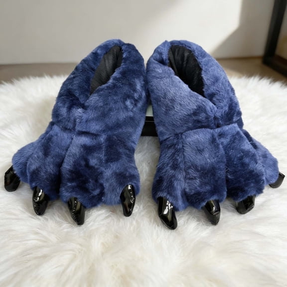 Unisex Animal Paw Slippers Cute Cartoon Warm Soft Plush House Slippers Slippers for Women Men US Size 6-9