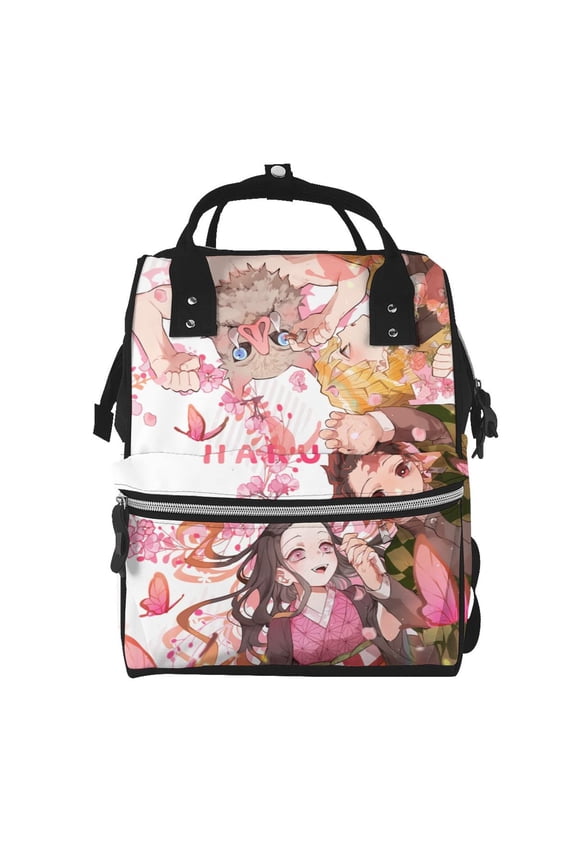 Unisex Anime Demon Slayer Backpack Tanjiro Adjustable Multi-functional Lightweight Large Capacity Leisure Bag