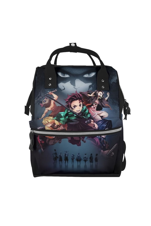 Unisex Anime Demon Slayer Backpack Tanjiro Adjustable Multi-functional Lightweight Large Capacity Leisure Bag