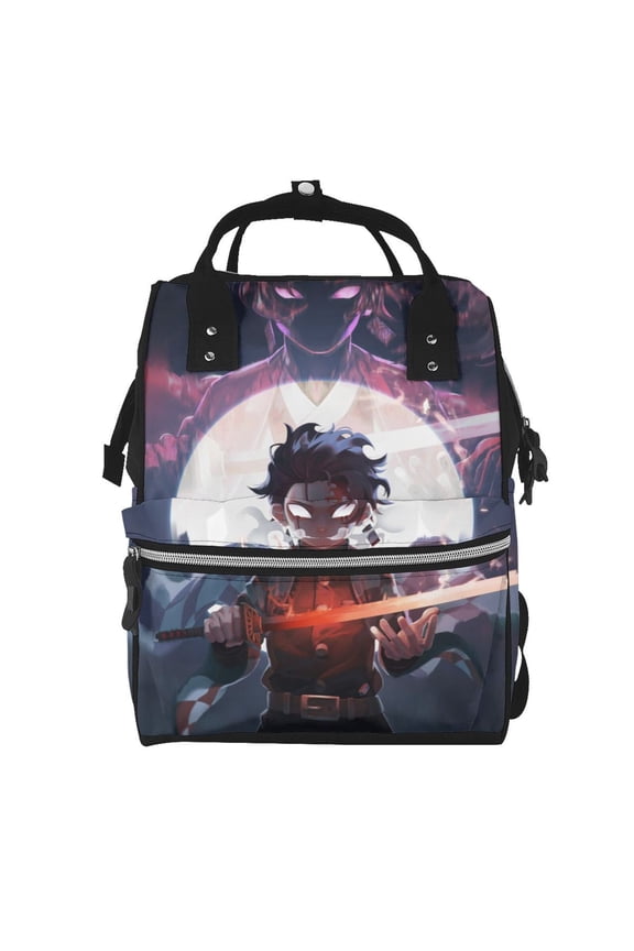 Unisex Anime Demon Slayer Backpack Tanjiro Adjustable Multi-functional Lightweight Large Capacity Leisure Bag