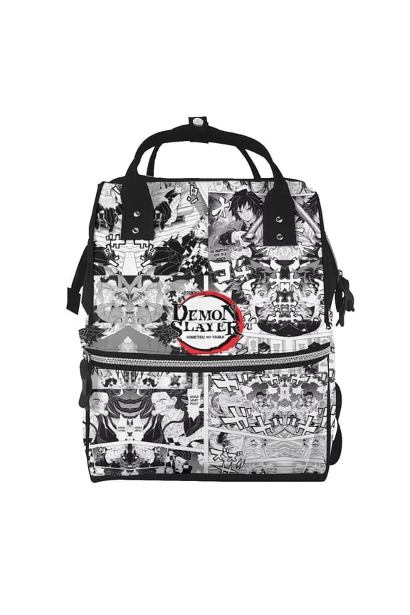 Unisex Anime Demon Slayer Backpack Tanjiro Adjustable Multi-functional Lightweight Large Capacity Leisure Bag