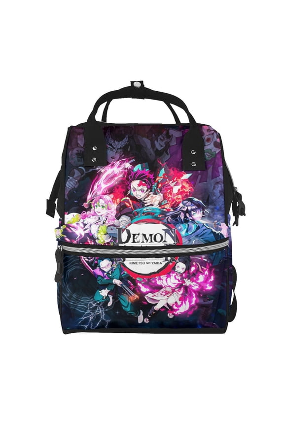 Unisex Anime Demon Slayer Backpack Tanjiro Adjustable Multi-functional Lightweight Large Capacity Leisure Bag